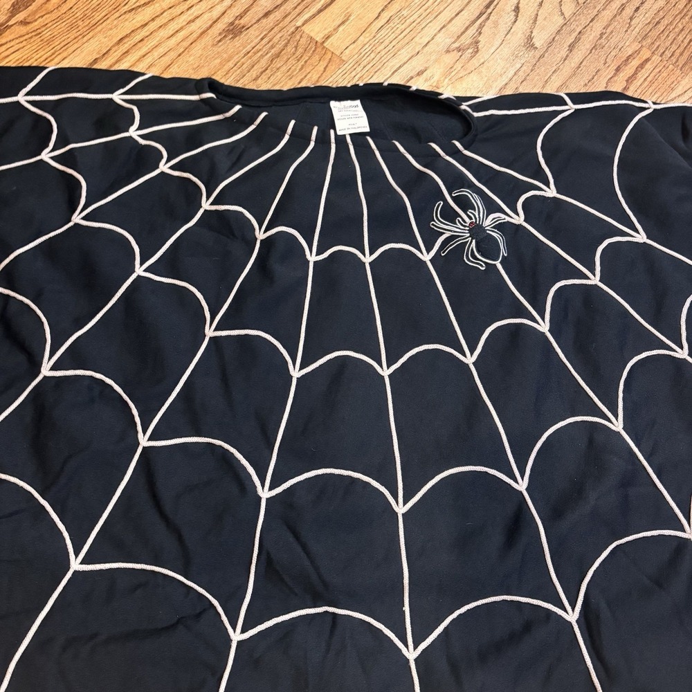 Grandin Road Spider Web Poncho Black Adult One Size Halloween Batwing Cape - Picture 5 of 7